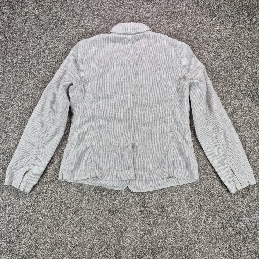 Eileen Fisher Blazer Womens XS Gray Pinstripe Hemp Organic Cotton Jacket